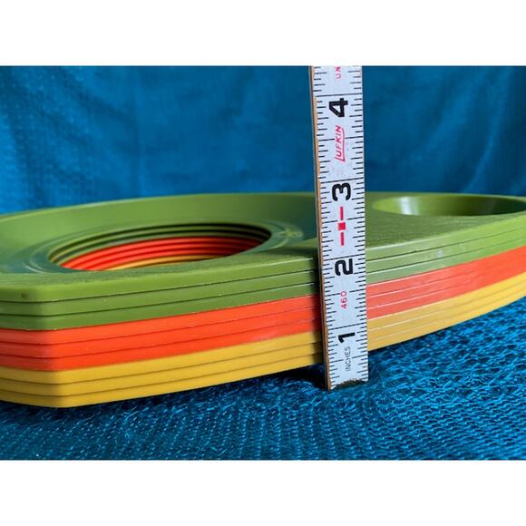vintage picnic plate cup holders 1970s green orange mustard - Picture 6 of 7